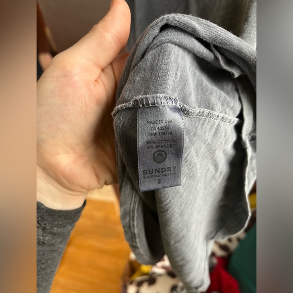 Sundry Gray Ruffle Elastic Mini Dress Cotton Size 2 small - Picture 6 of 8